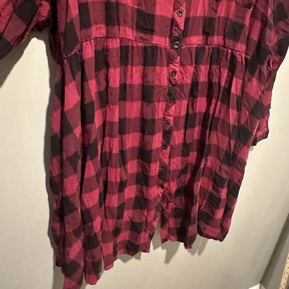 Torrid Babydoll Button Up Top Women 4X Buffalo Plaid Grunge Preppy Academia - Picture 3 of 9
